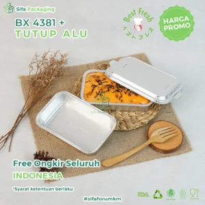 Alumunium Foil Tray BX 4381 + Tutup Macaroni Schotel Pastel Tutup Lasagna Mentai Rice Klapertart Dimsum Mentai