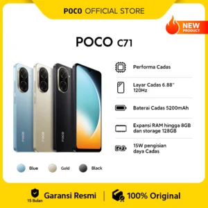 POCO C71 (4+4GB/128GB) Performa Cadas | Layar Cadas 6.88" 120Hz | Baterai Cadas 5200mAh | Expansi RAM hingga 8GB