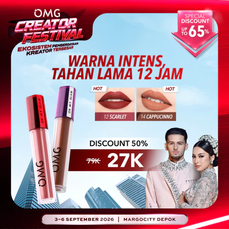 OMG OH MY GLAM Mattelast Lip Cream 2.9 g - Lip Cream Matte | Merah Jingga Official