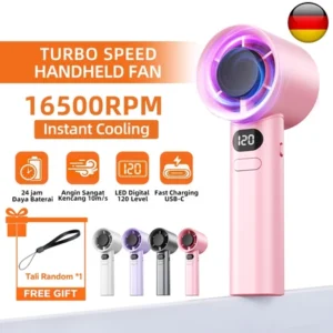 COD 2026 Kipas Angin Mini Portable kipas angin portable tahan lama 24 jam usb kipas angin mini 16500RPM 120 gear wind hight-speed kipas angin digital display adjustable fan