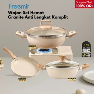 Special freemir 3in1 Wajan Panci Frypan Granite 20/20/24 Cm Warna Beige Anti Lengket Serbaguna wajan anti lengket