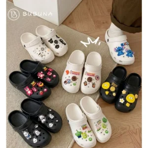 BUBUNA-Pin Sandal Wanita Baim Sandal Fuji Wanita/Pria Clog Cewek Casual Fashion Korea Kekinian Sendal Selop Unisex Kodok