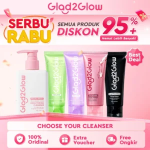 Glad2Glow Facial Cleanser Blueberry Ceramide Low pH Gel Cleanser 70 ml Pembersih Wajah Pembersih Muka Facial Cleanser