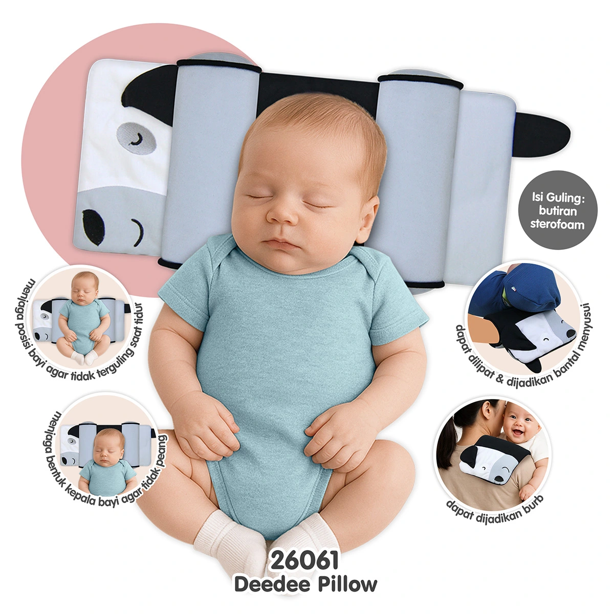 Kiddy 3in1 Multifunction Baby Pillow Sleep Positioner / Bantal Tidur Premium Bayi Lembut Nyaman - Image 9
