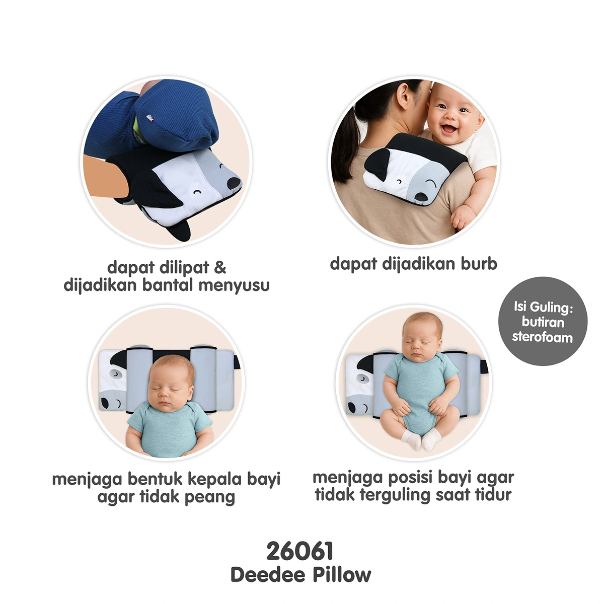 Kiddy 3in1 Multifunction Baby Pillow Sleep Positioner / Bantal Tidur Premium Bayi Lembut Nyaman - Image 7