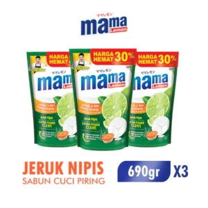 Mama Lemon Sabun Cuci Piring Jeruk Nipis Pouch 680 ml/690 gr ml x3