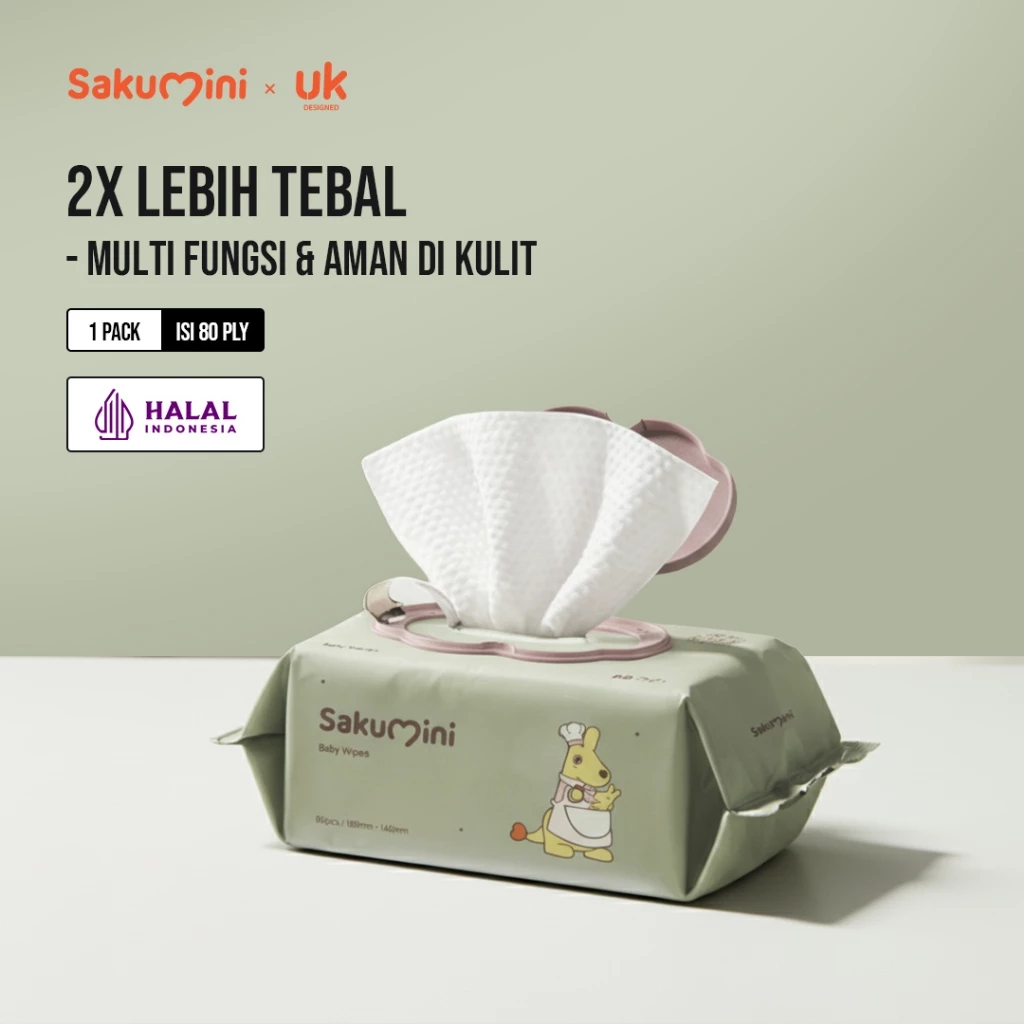 Sakumini Tisu Basah Bayi Wet Tissue Baby Wipes Hand Mouth Facial Tisu Wajah Lembut 80pcs