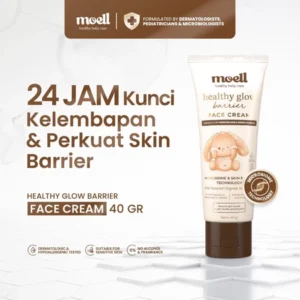 Moell Face Cream 40gr Healthy Glow Barrier with Green Tea Extract with Panthenol - Pelembap Wajah Bayi