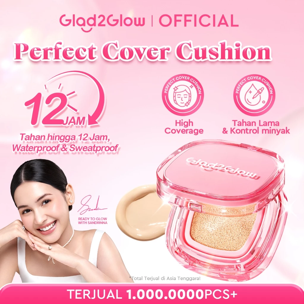 Glad2Glow Perfect Cover Cushion Foundation Waterproof Make Up Setting Concealer BB Cream