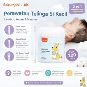 Sakumini Cotton Bud 2in1 Pembersih Telinga 2 Sisi Korek Kuping Bayi