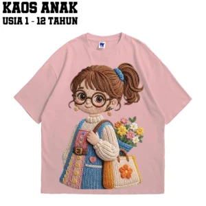 [Free Stiker Nama] Kaos Anak Motif Gadis Kacamata Lucu untuk usia 1-12 Tahun SHP