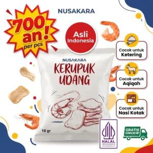 NUSAKARA - Kerupuk Udang Dalam Kemasan Matang Siap Saji Berat 10 gr per pcs HALAL