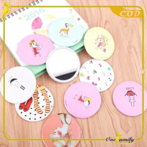 ONE-K53 Cermin Bulat Karakter / Kaca Cermin Make Up Mini Travelling Motif Kartun Colorful / Cermin Saku Portable Mini / Kaca Dandan Rias Sovenir